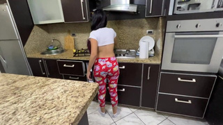 My 18 Year Cougar Stepdaughter Cooking, What a Lovely View I Love to See Her Massive Butt