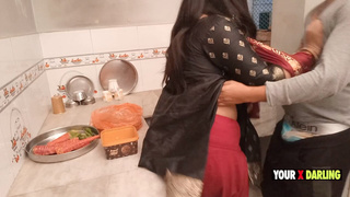Punjabi Stepmom fucking in the kitchen when she make dinner for stepson