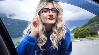 Blonde hitchhiker let him cream pie her mouth next to the church !!!