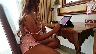 my stepdaughter gives me her tight butt in exchange for a new tablet to attend her virtual classes