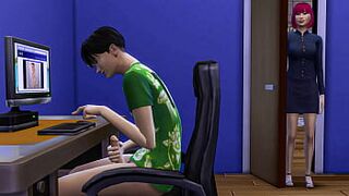 Chinese Mom Catches Her StepSon Masturbating In Front Of The Computer And Then Helps Him Have Sex With Her For The First Time - Family Sex Taboo - Adult Video - Forbidden Sex | Oriental Mom And Stepson Story